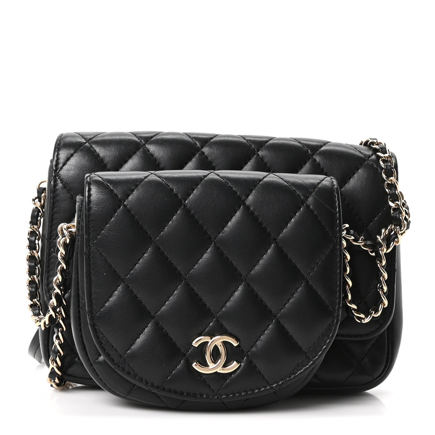 Chanel Lambskin Quilted Side Packs Black