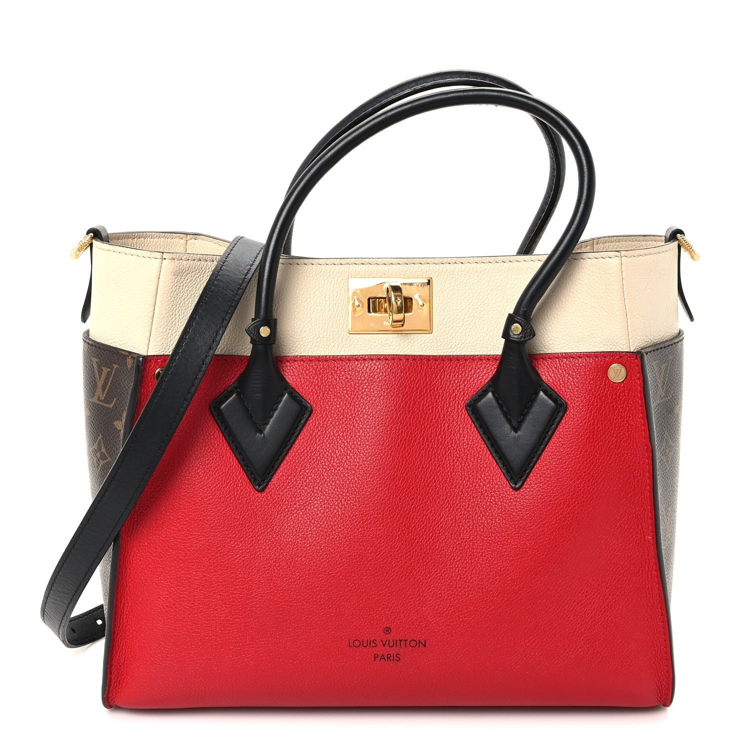 Louis Vuitton Calfskin Monogram On My Side Pirate Red