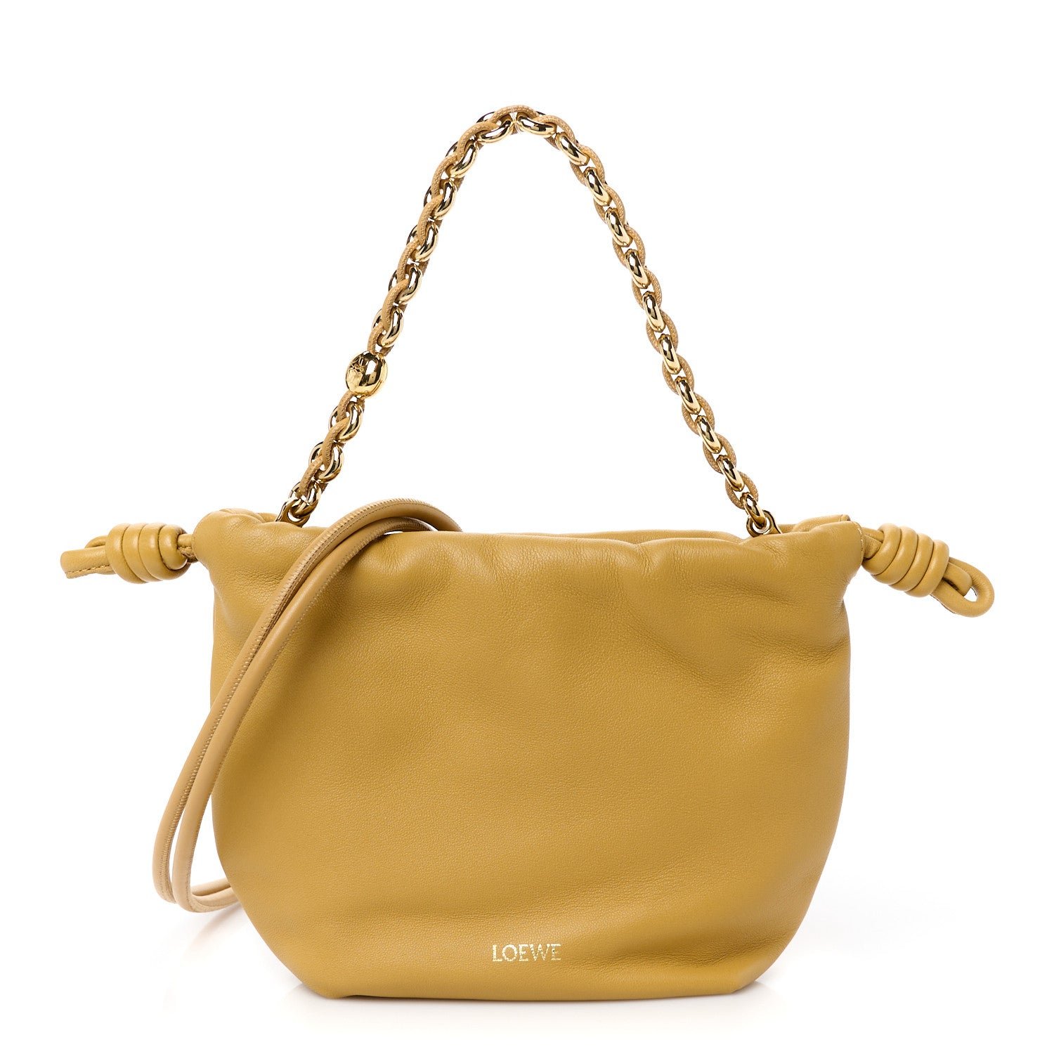 Loewe Mellow Nappa Donut Chain Mini Flamenco Knot Clutch Sahara
