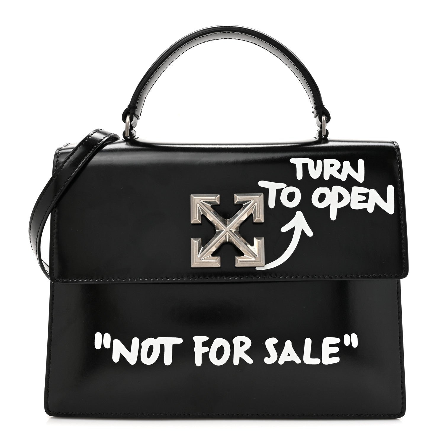 Off-White Calfskin Jitney 2.8 Not For Sale Top Handle Bag Black White