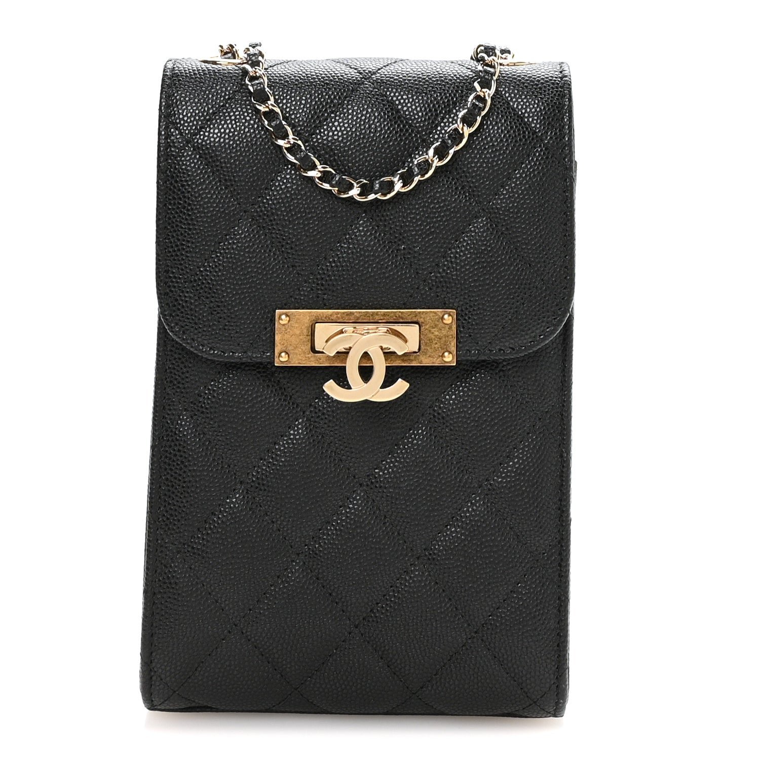 Chanel Caviar Quilted Golden Class Phone Holder Black
