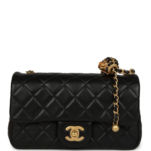 Chanel Chanel Mini Pearl Crush Rectangular Flap Bag Black Lambskin Brushed Gold Hardware