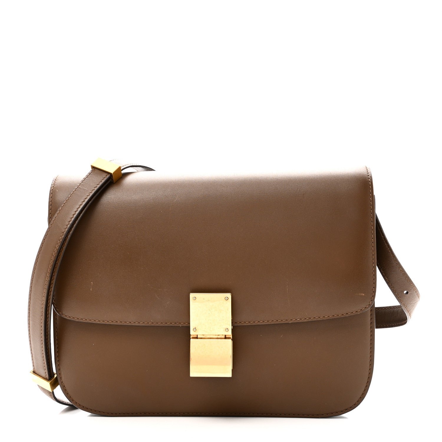 Celine Box Calfskin Medium Classic Box Flap Bag Camel