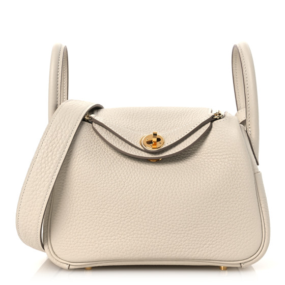 Hermes Taurillon Clemence Mini Lindy 20  Beton