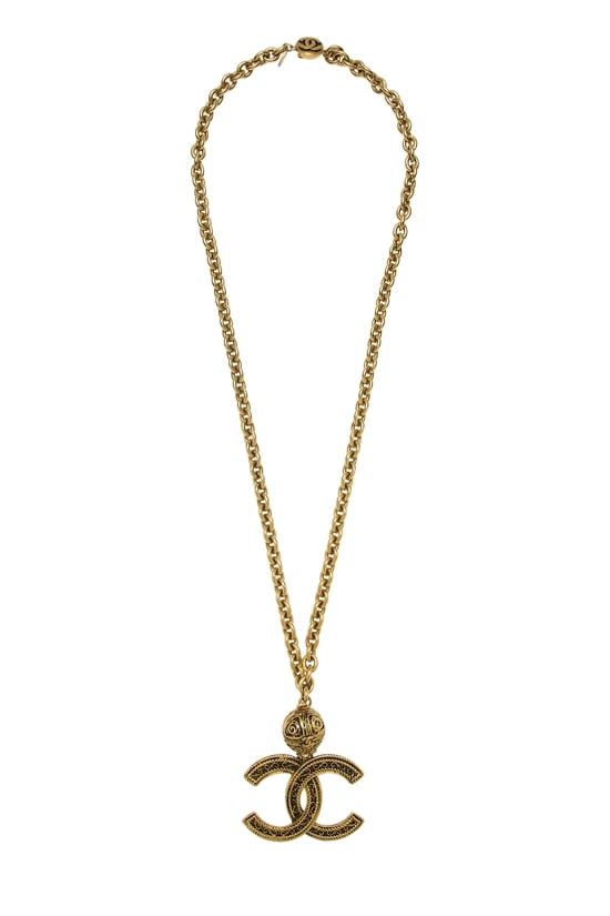 Gold Cutout 'CC' Necklace Large