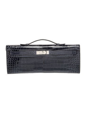 Shiny Porosus Crocodile Kelly Cut Clutch
