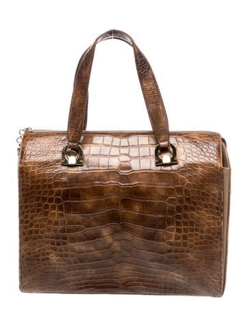 Embossed Leather Top Handle Bag