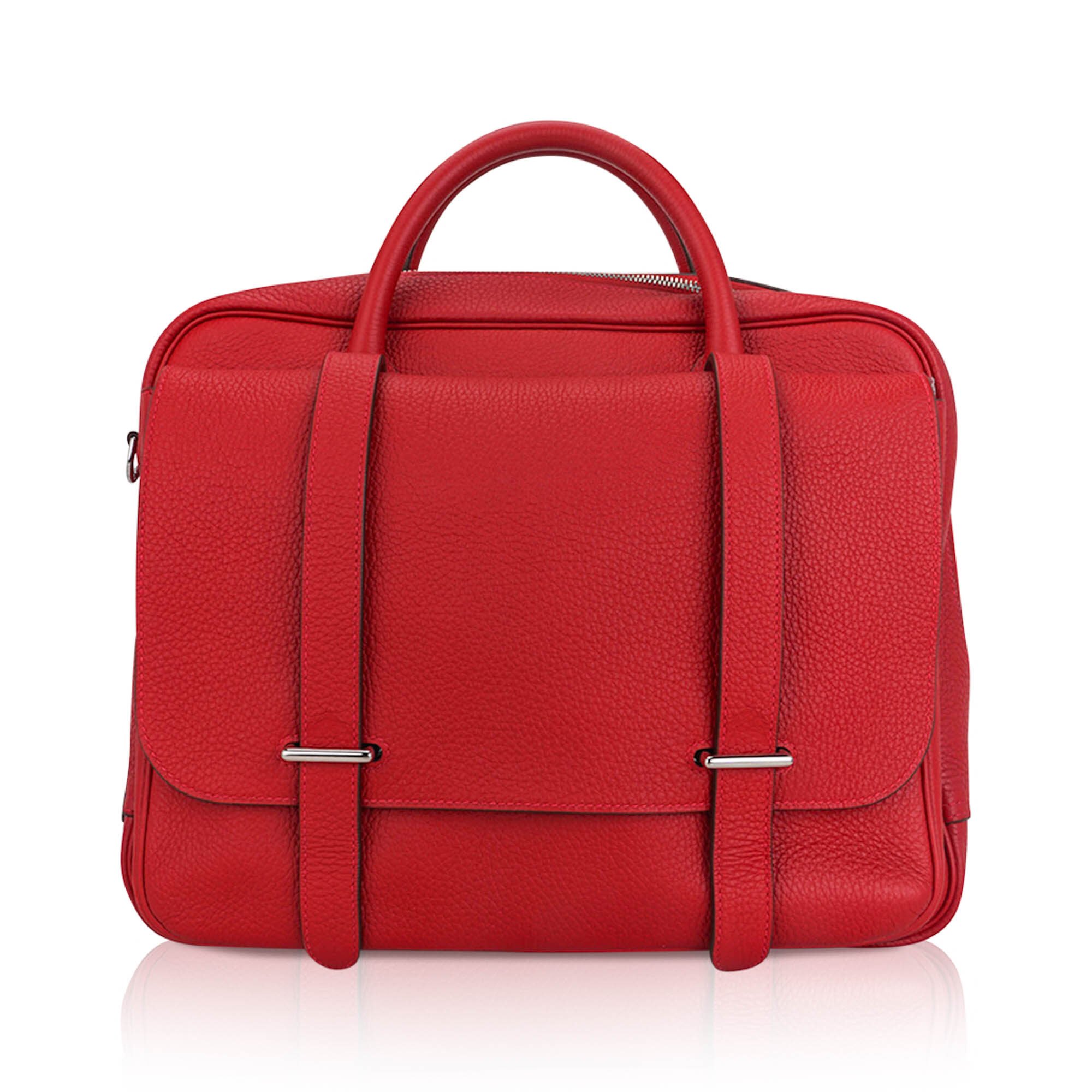 Hermes Hermes Steve Messenger Bag Rouge Casaque Clemence Leather with Palladium Hardware