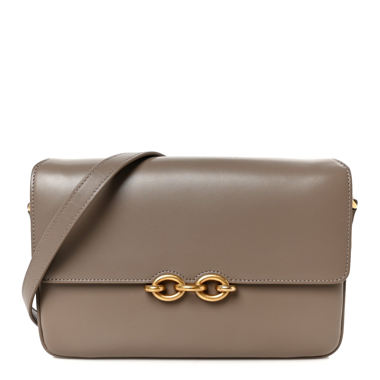 Saint Laurent Smooth Calfskin Le Maillon Satchel Greyish Brown