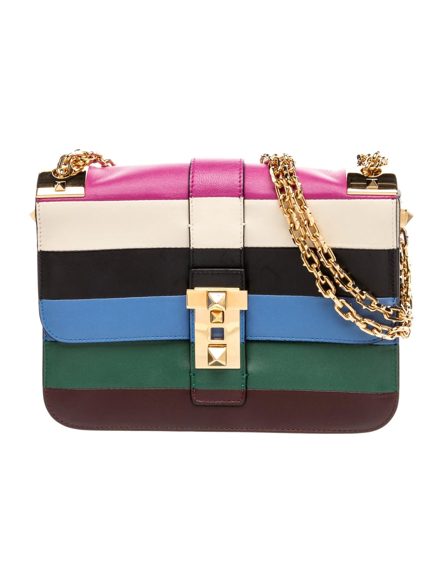 Rockstud Garavani B-Rockstud Striped Multicolor Leather Shoulder Bag