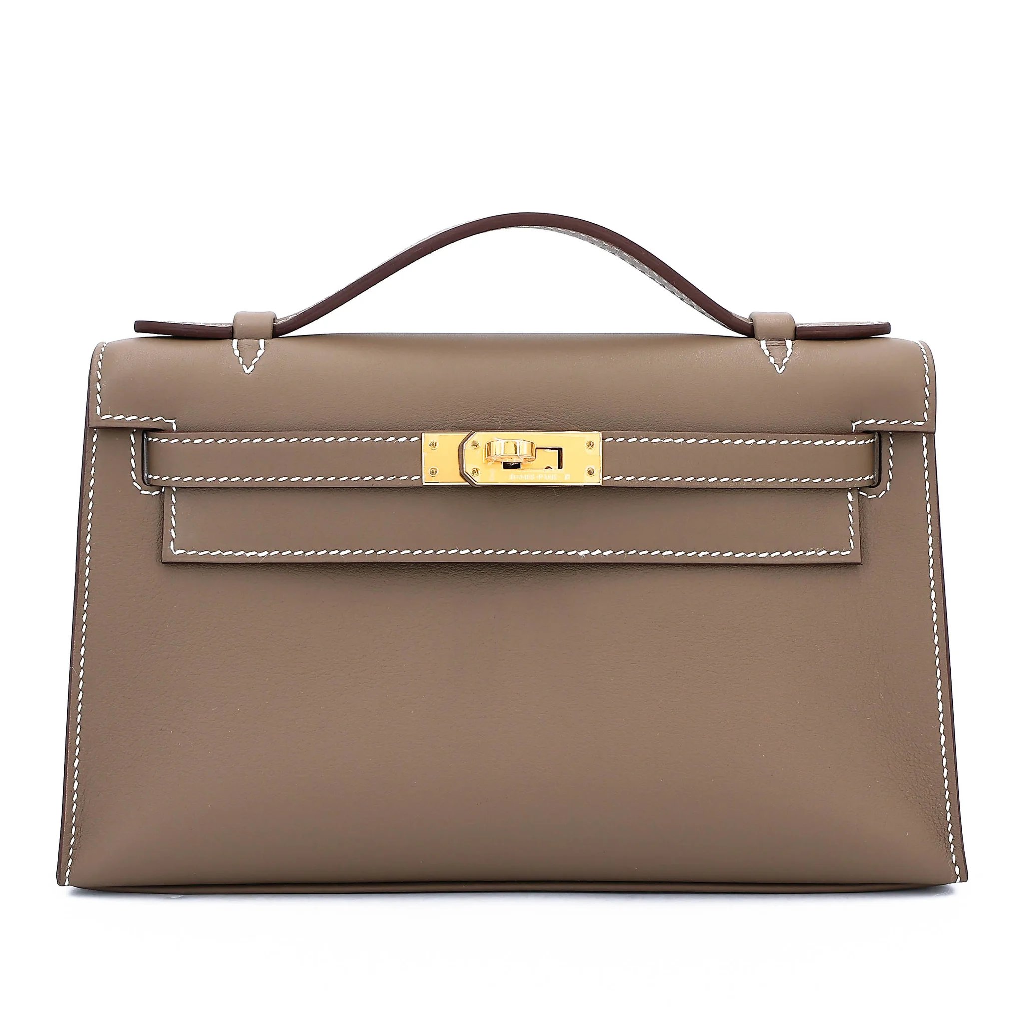 Brand New ( Rank N ) HERMÈS Kelly Pochette Etoupe (18) Swift Gold hardware K (2025)