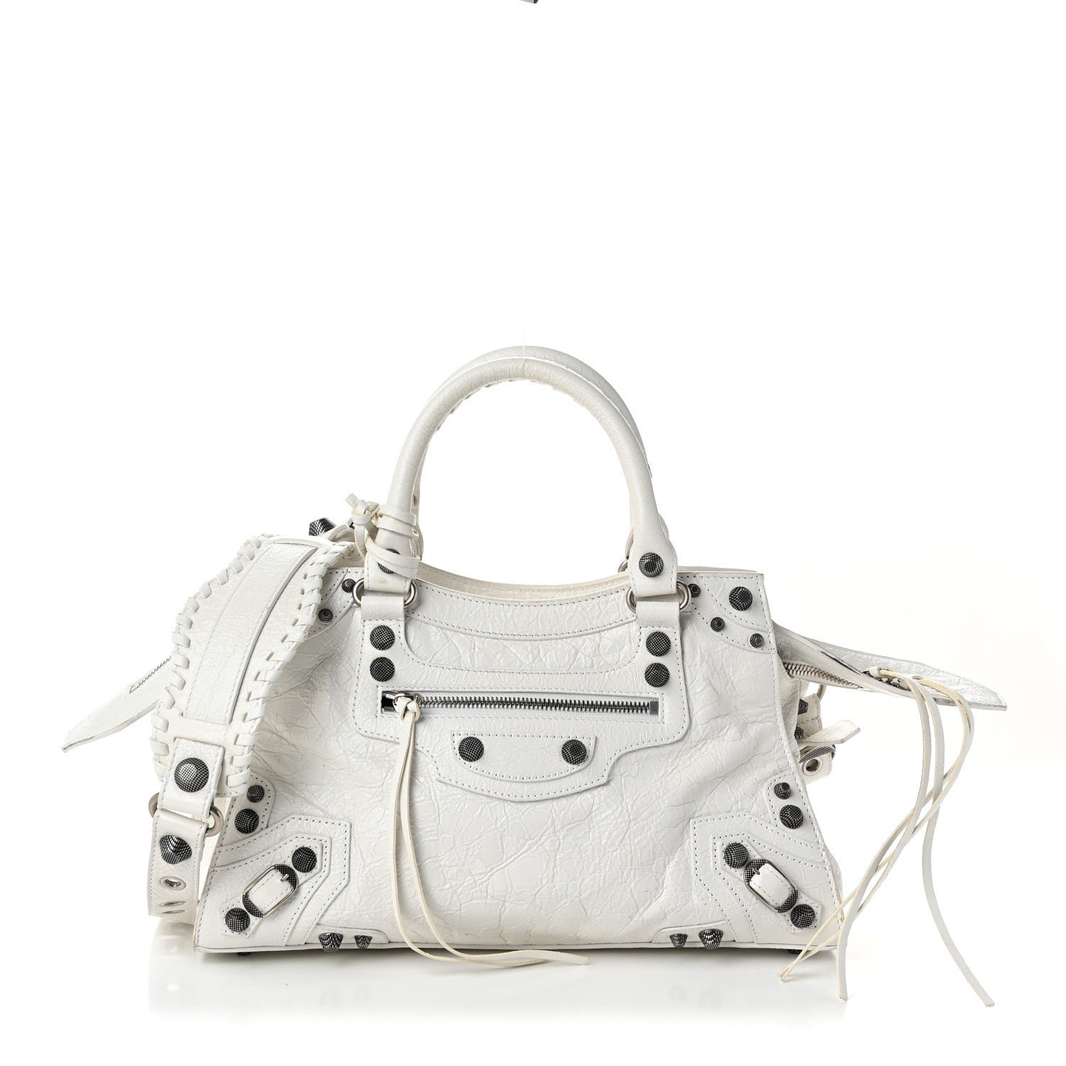 Balenciaga Agneau Arena Small Neo Cagole City Handbag Optic White