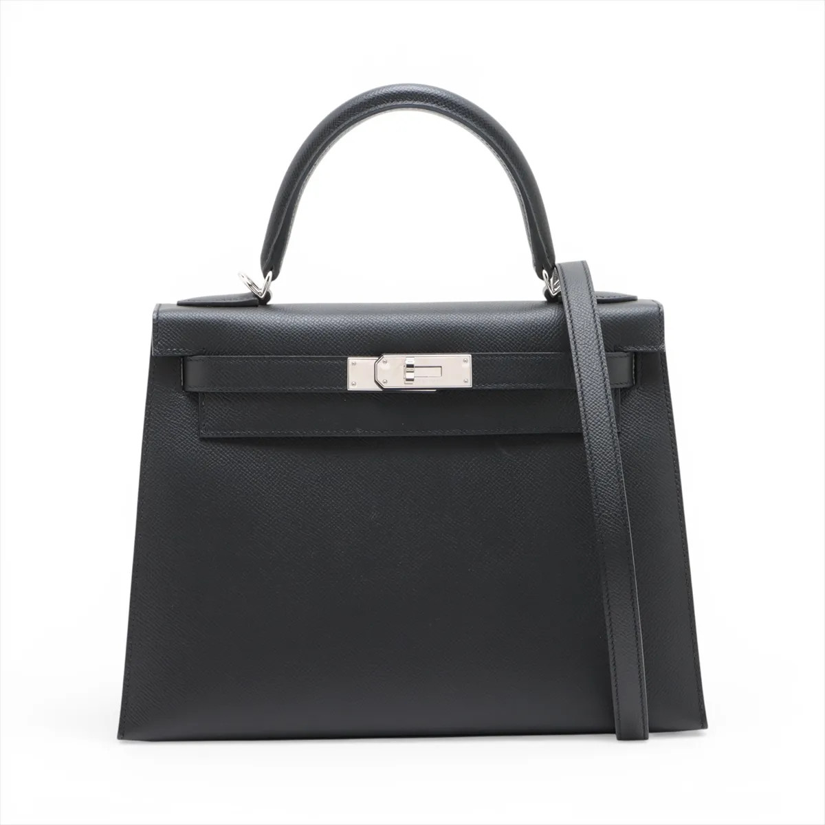 Hermès Kelly 28 Serie Veau Epsom Black Silver Metal Fittings