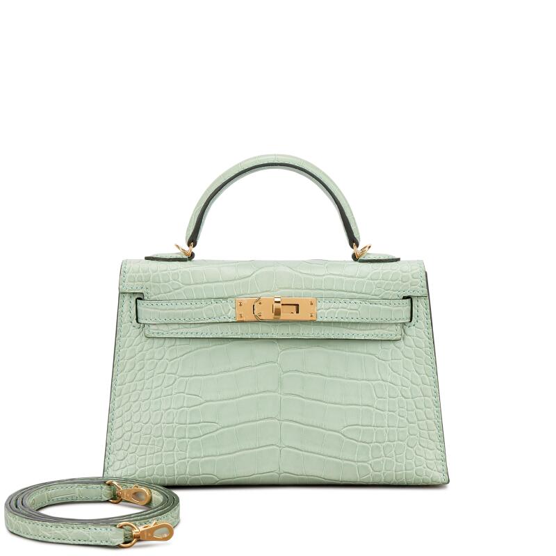 Vert d'Eau Matte Mississippiensis Alligator Mini Kelly II 20 Gold Hardware, 2024