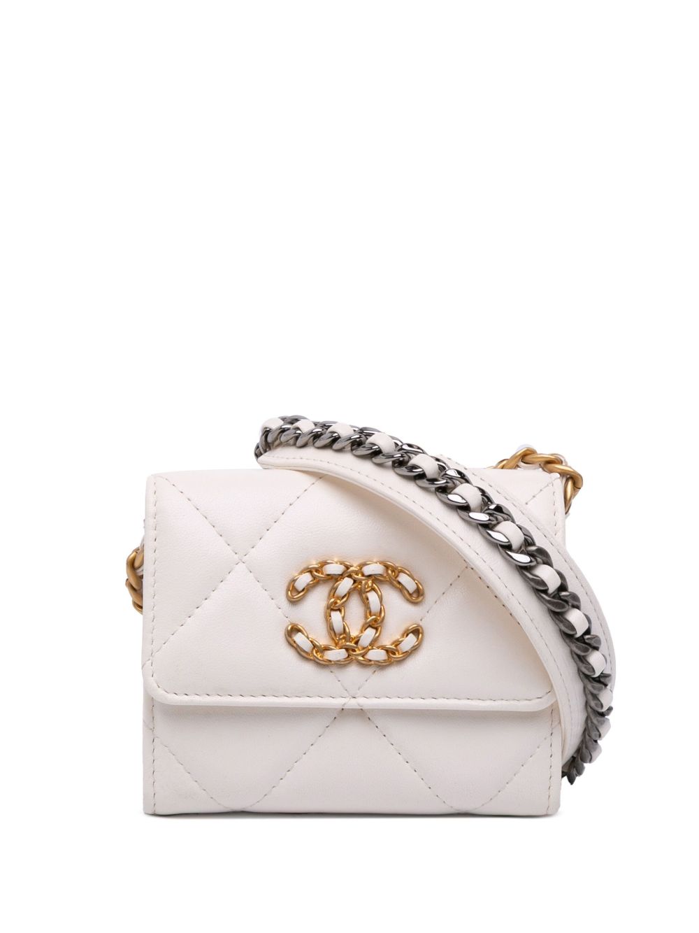 2020 Quilted Lambskin Chanel 19 Card Holder On Chain crossbody bag