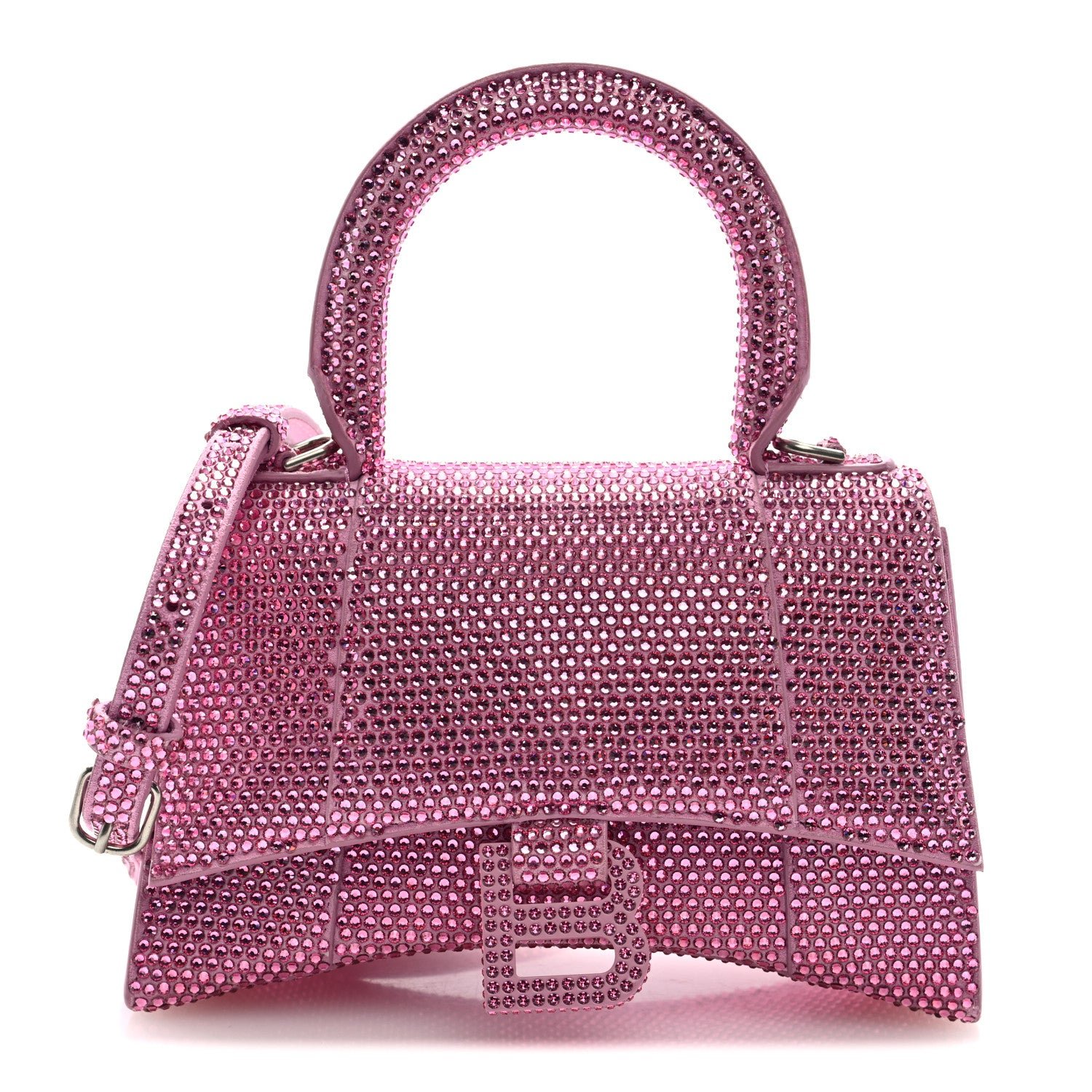 Balenciaga Balenciaga Strass Suede Hourglass Top Handle Bag XS Pink