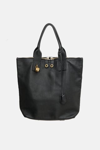 Grained Leather Skull Tote Bag