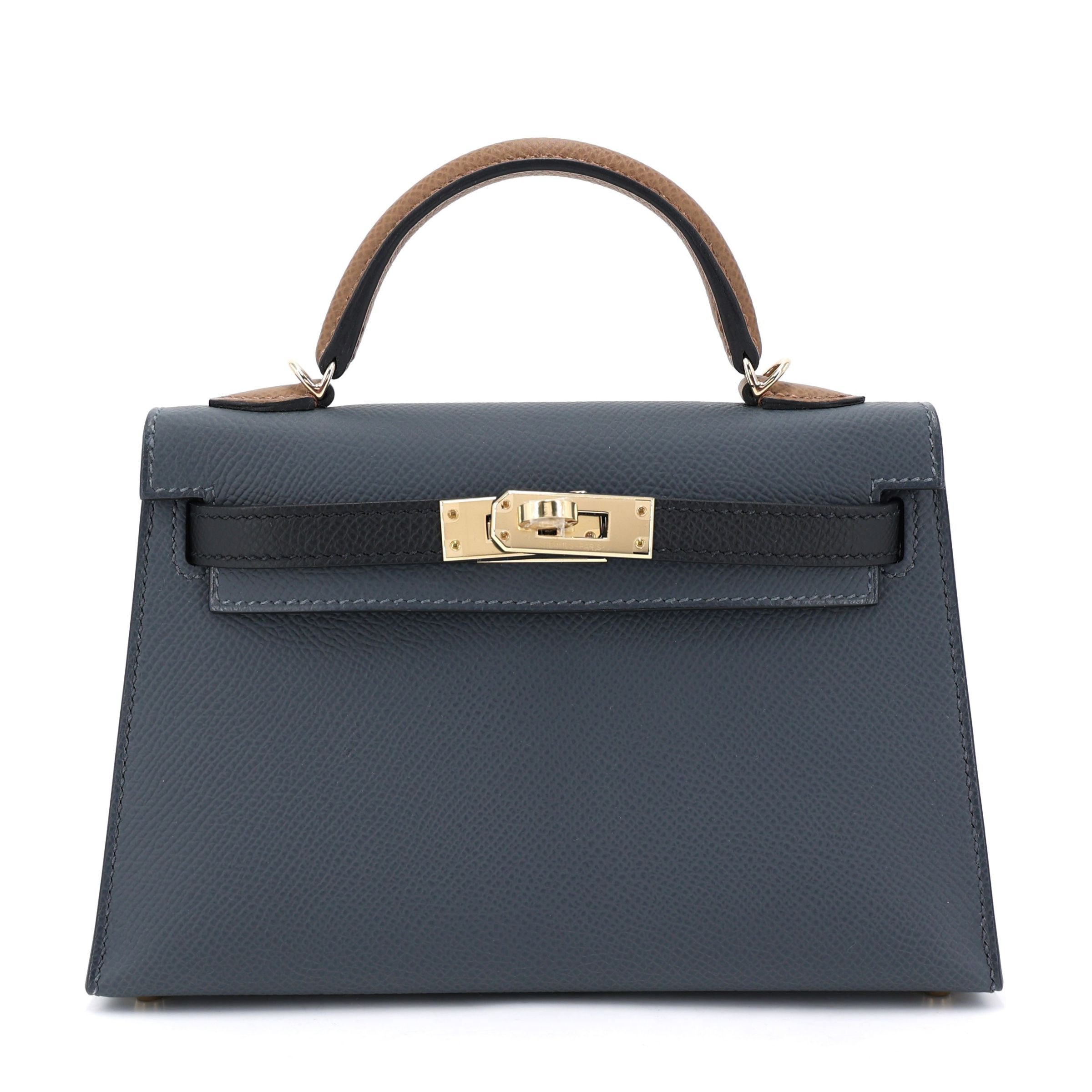 Unused ( Rank NS ) HERMÈS Mini Kelly II Gris misty (H0) Noir (89) Alezan (3G) Epsom Permabrass hardware W (2024)