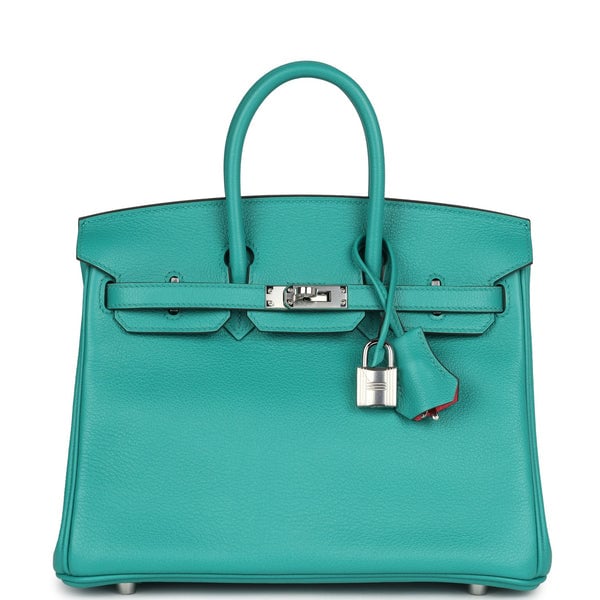 Hermes Pre-owned Hermes Birkin 25 Vert Verone Verso Novillo Palladium Hardware