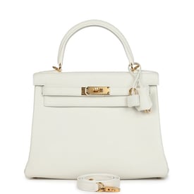 Hermes Hermes Kelly Retourne 28 White Evercolor Gold Hardware