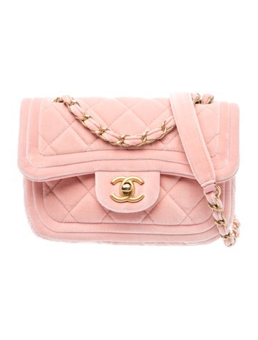 Quilted Velvet Mini Flap Bag w/Tags
