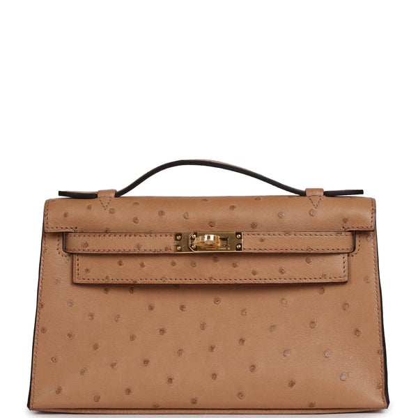 Hermes Hermes Kelly Pochette Chai Ostrich Gold Hardware