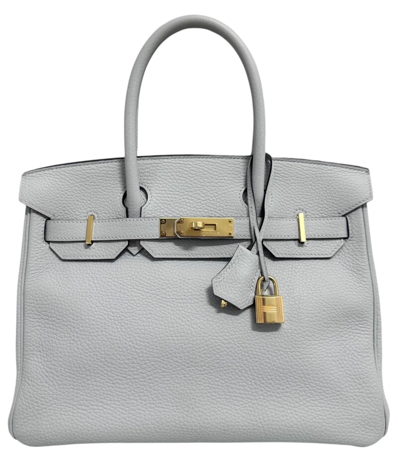 Hermes Bleu Pale Blue Clemence Birkin 30 Gold Hardware, 2020