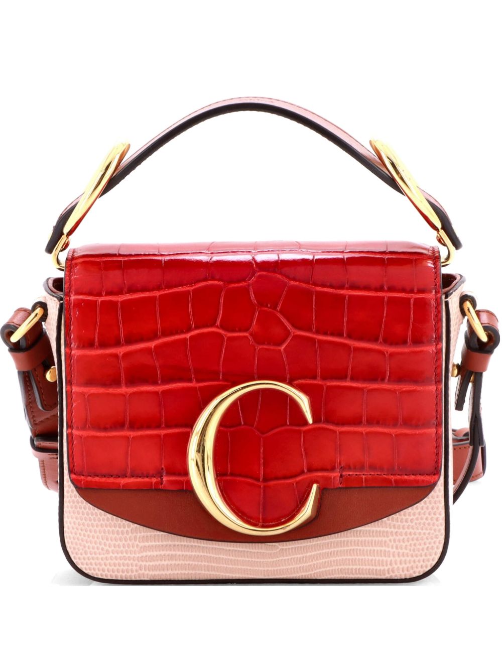 C Flap Bag Crocodile and Lizard Embossed Leather Mini crossbody bag