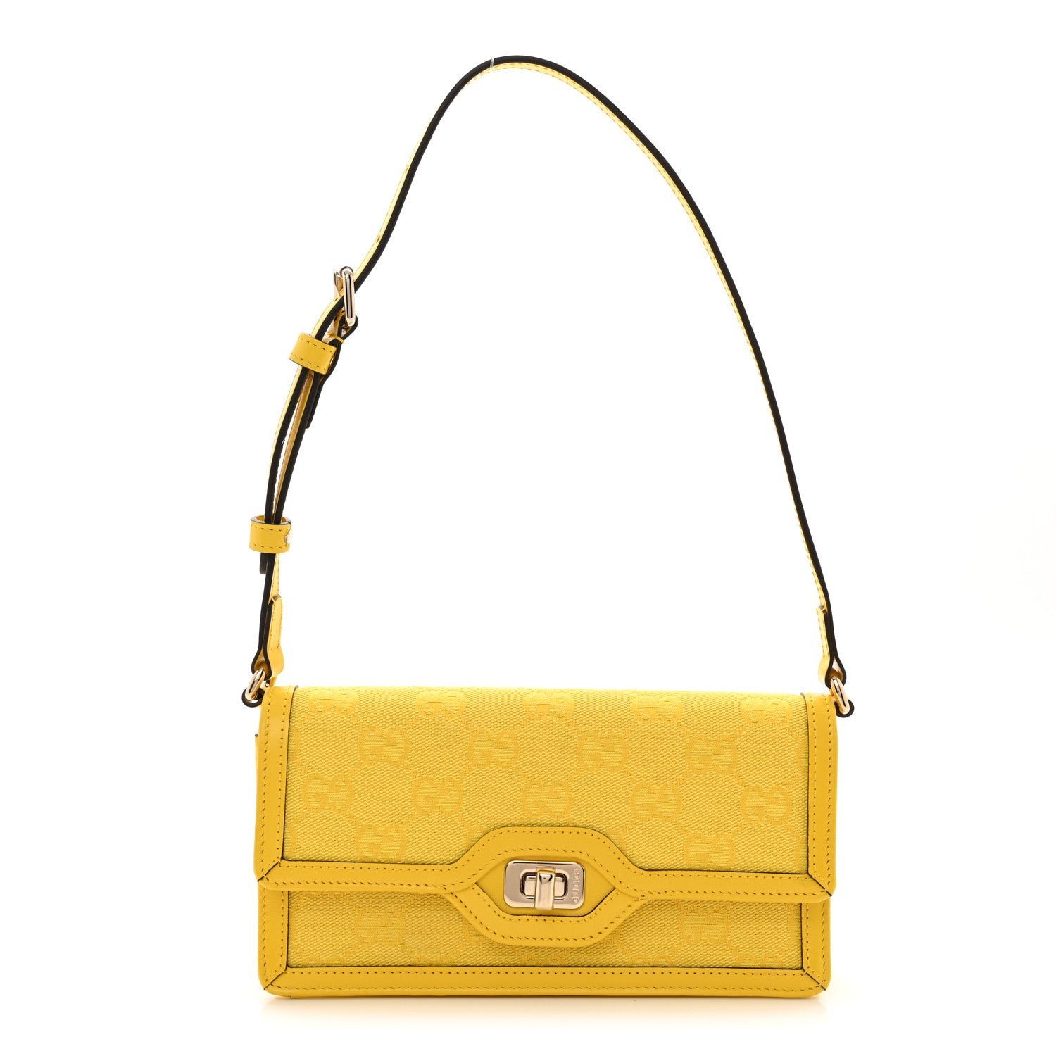 Gucci GG Monogram Scratch Lux Calfskin Mini Luce Shoulder Bag Yellow