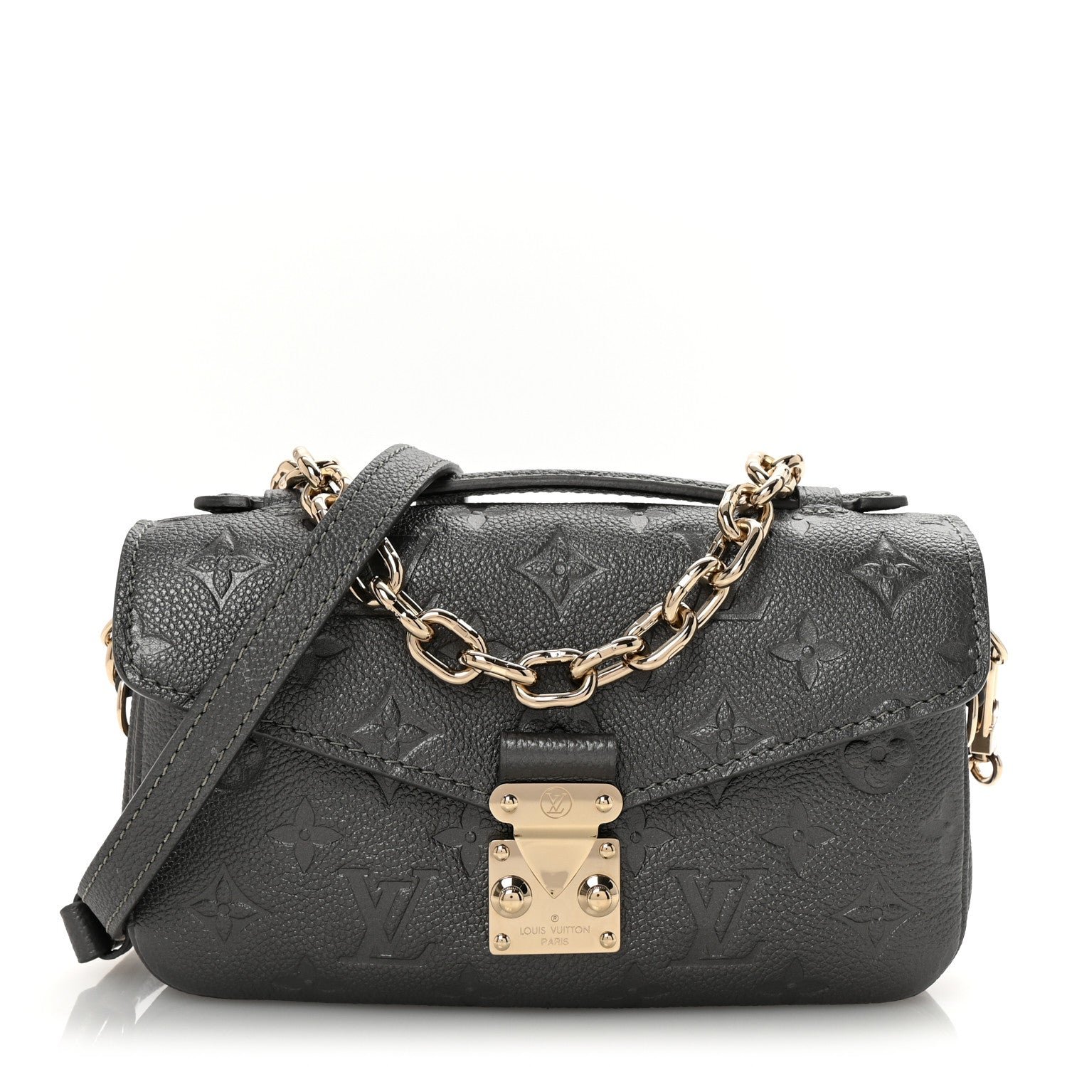 Louis Vuitton Shimmery Empreinte LV Ski Pochette Metis East West Gun Metal