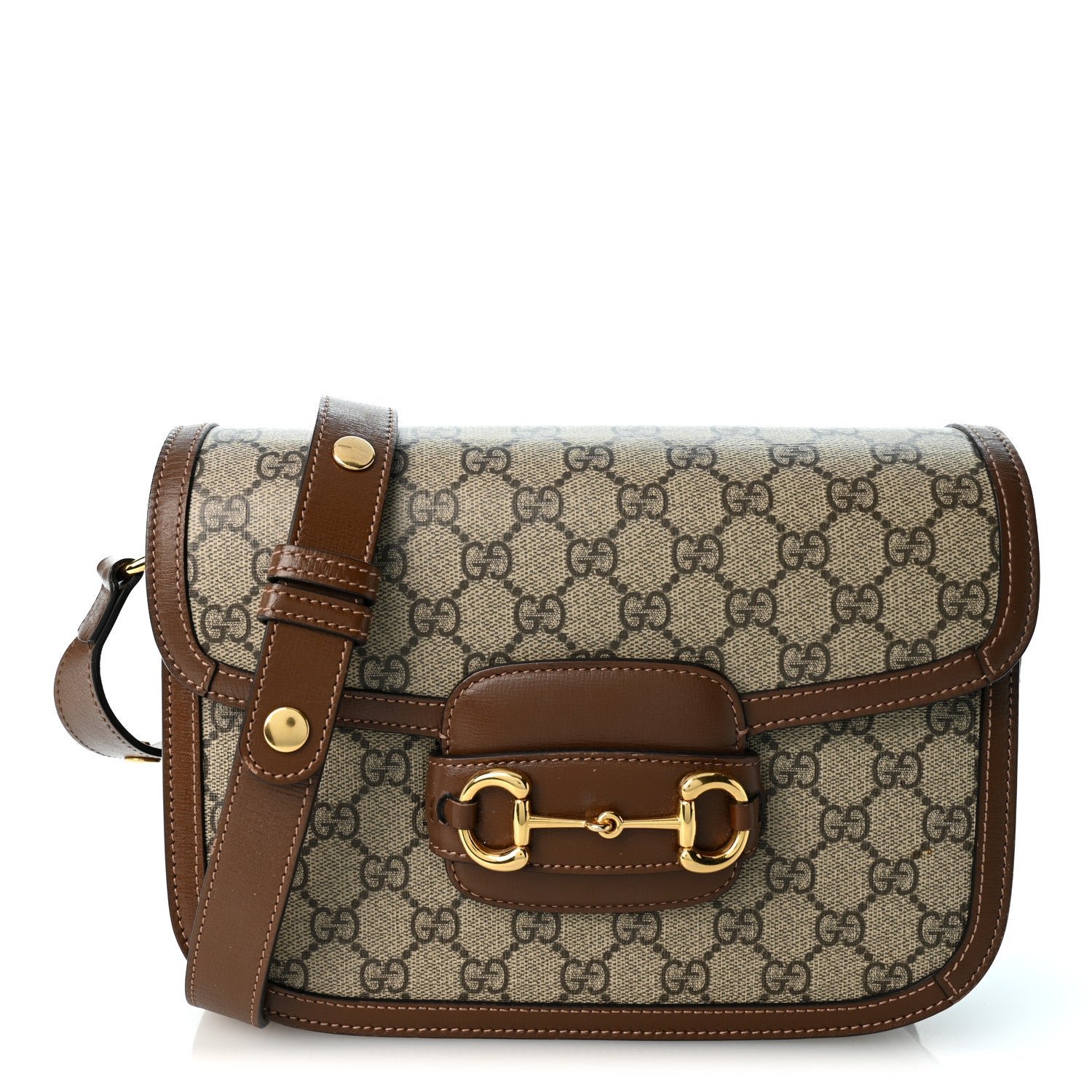 GG Supreme Monogram Horsebit 1955 Shoulder Bag Beige Brown Sugar