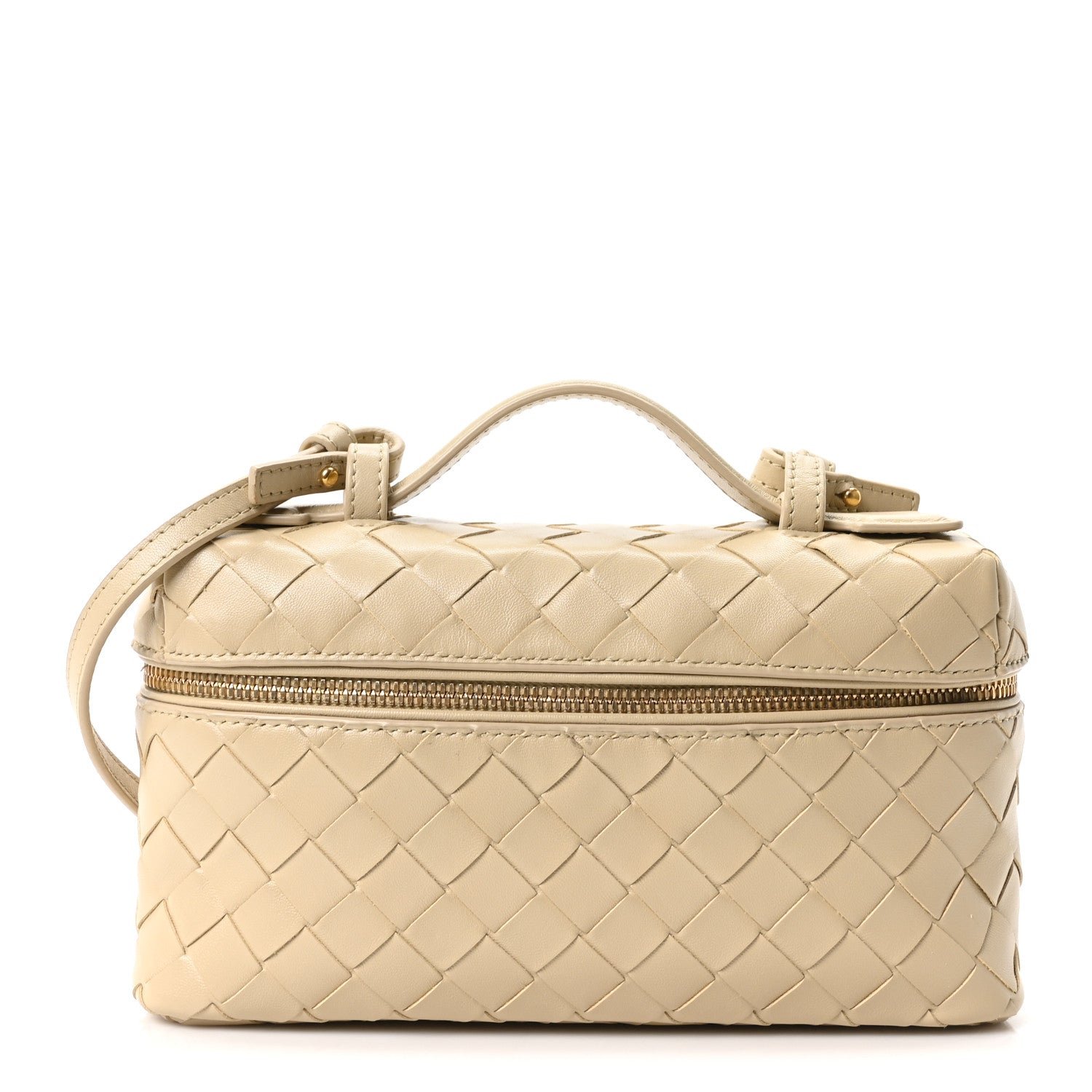 Bottega Veneta Calfskin Intrecciato Bang Bang Vanity Case Ecru