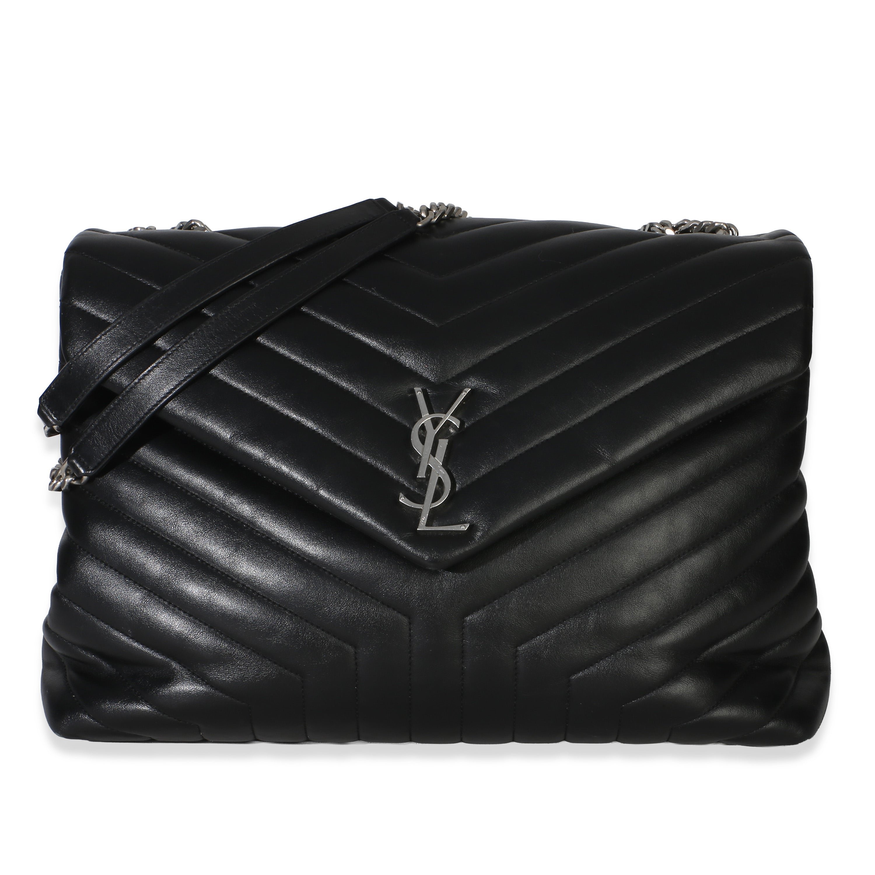 Black Matelassé Calfskin Large Loulou Bag