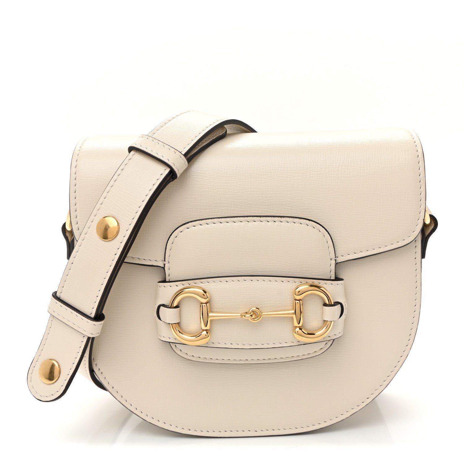 Gucci Azalea Calfskin Mini Horsebit 1955 Rounded Shoulder Bag Mystic White