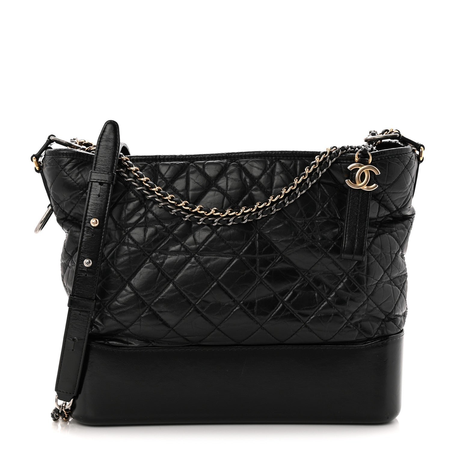 Chanel Aged Calfskin Quilted Large Gabrielle Hobo Black