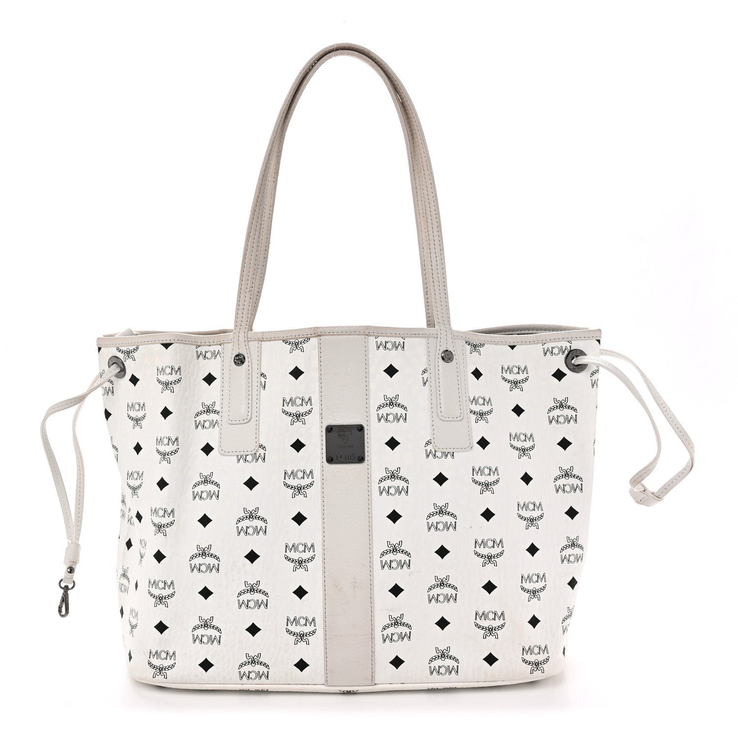 MCM Visetos Medium Liz Reversible Shopper Tote White