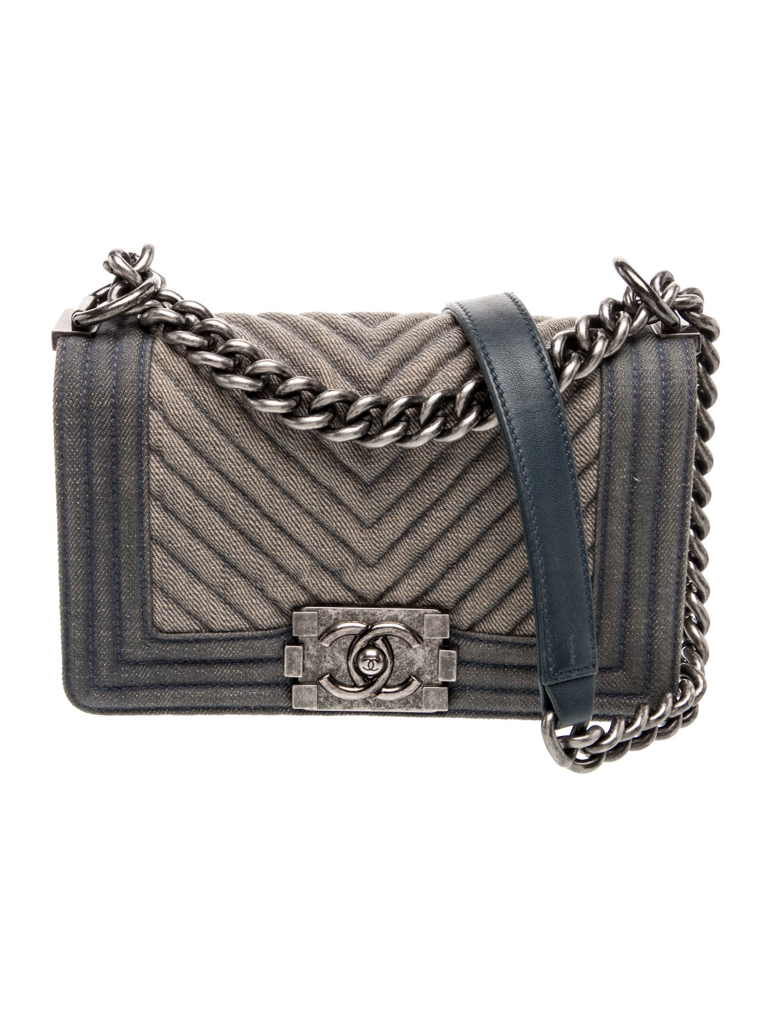 Small Denim Chevron Boy Bag