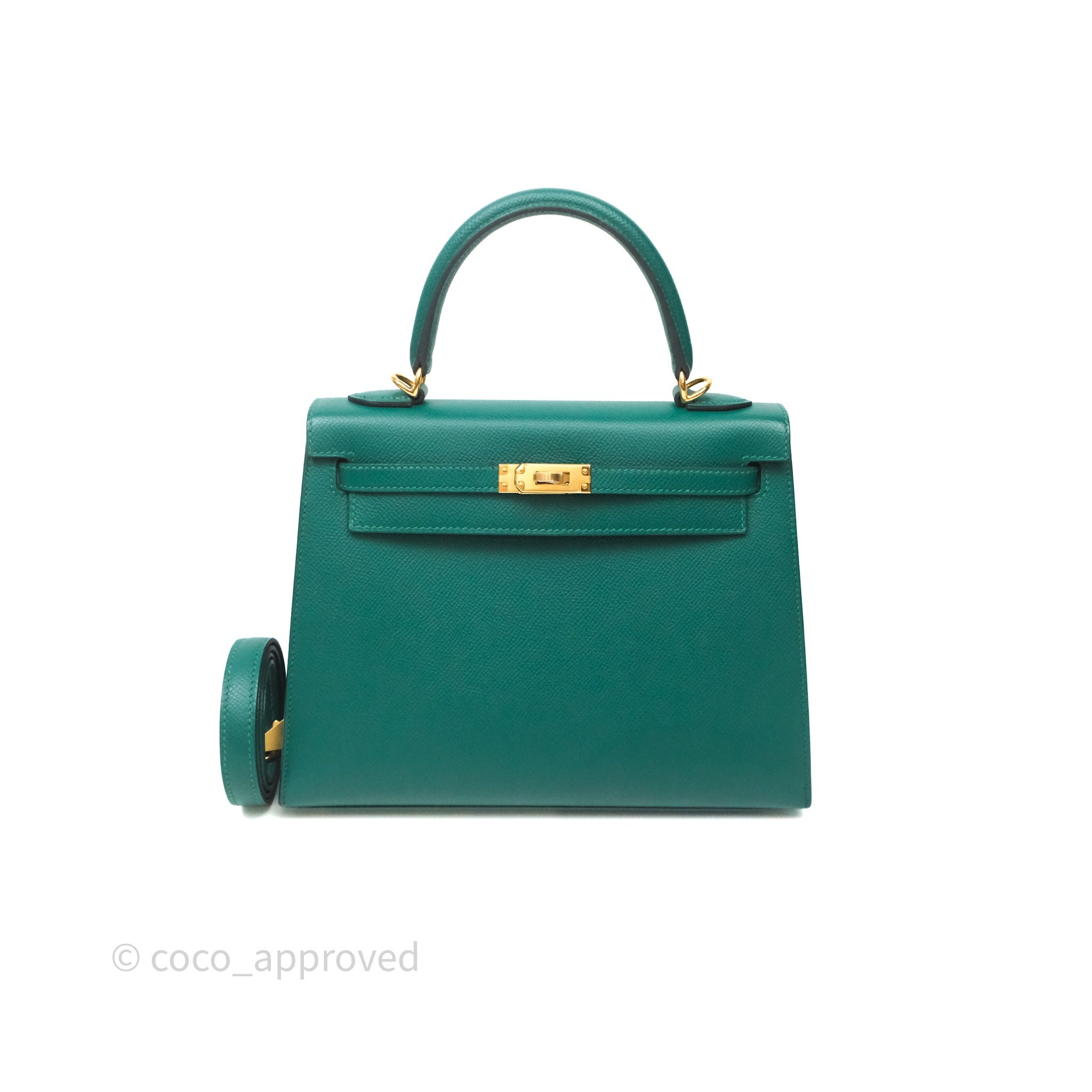 Hermès Sellier Kelly 25 Malachite Z6 Epsom Gold Hardware