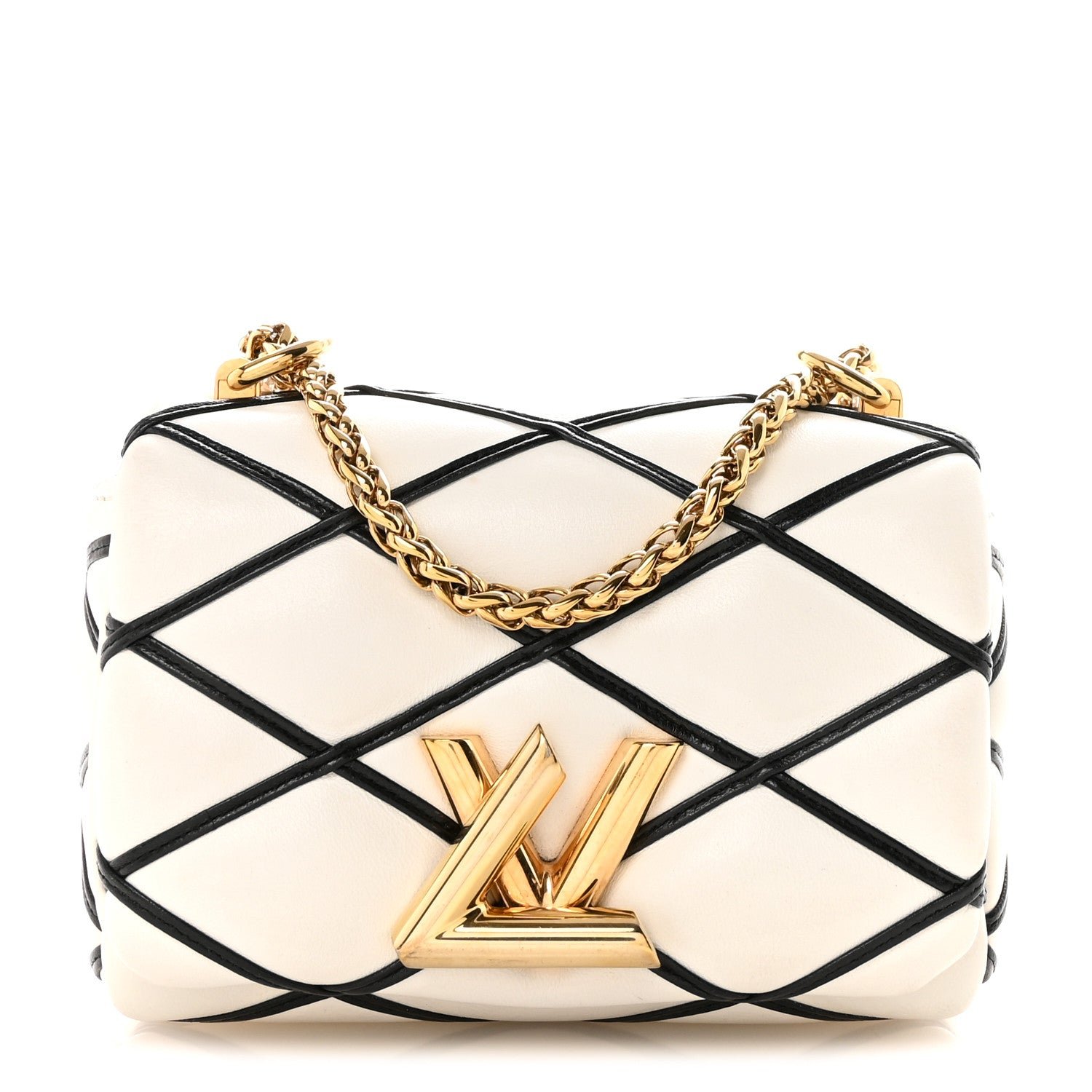 Louis Vuitton Lambskin Malletage Pico GO-14 White Black