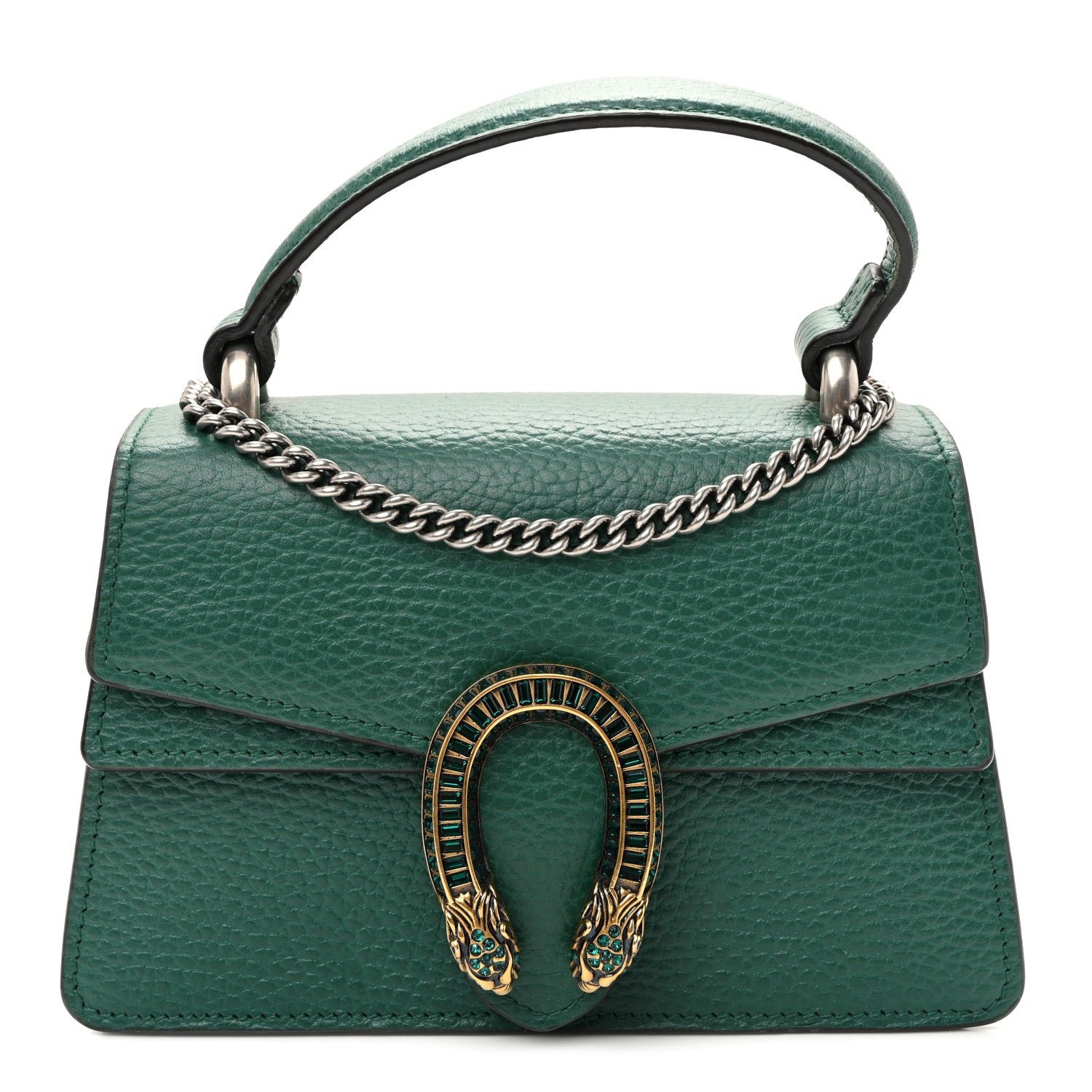 Gucci Dollar Calfskin Crystal Mini Dionysus Top Handle Bag Emerald