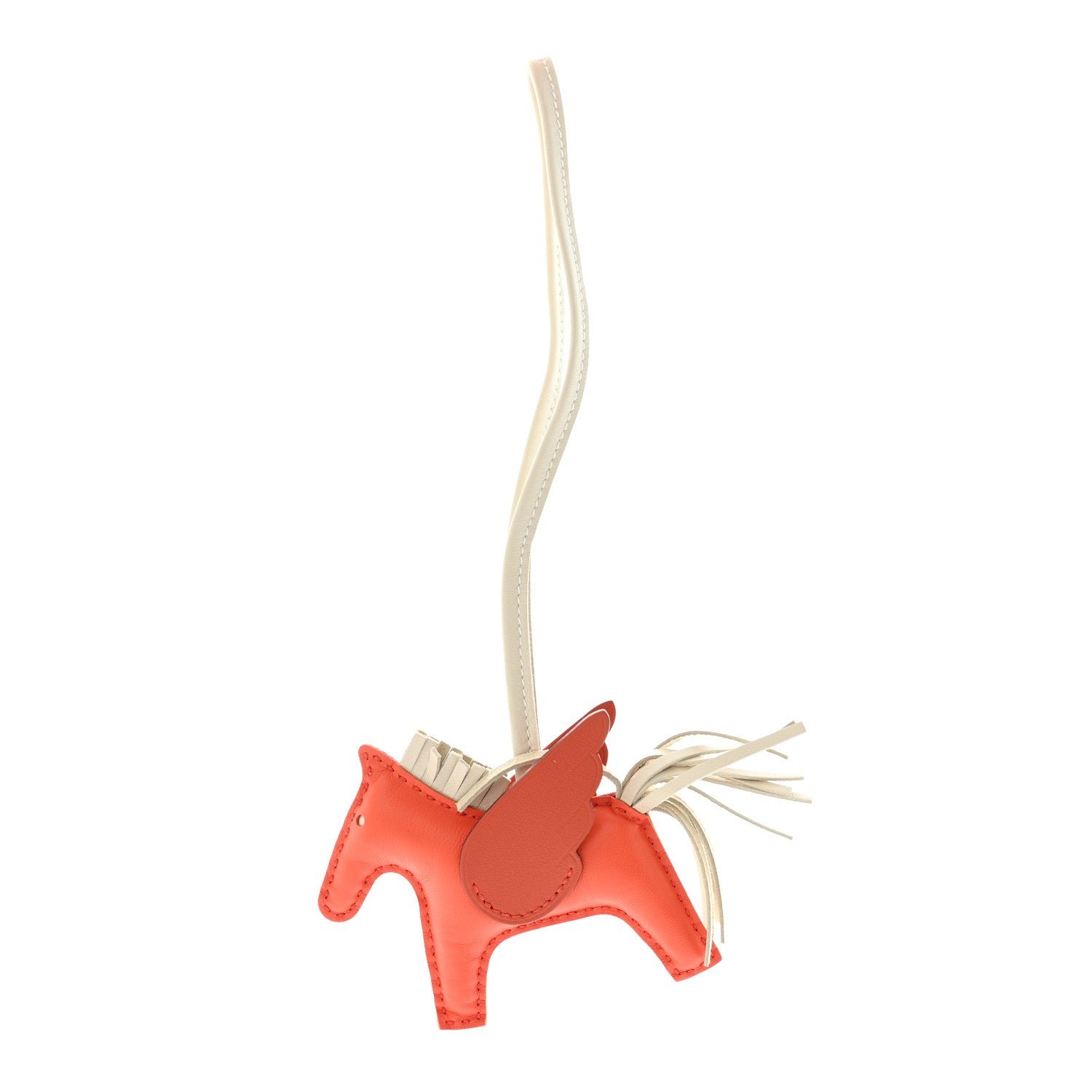 Hermes Milo Lambskin Grigri Rodeo Pegase Horse Bag Charm PM Orange Poppy Craie Terre Battue