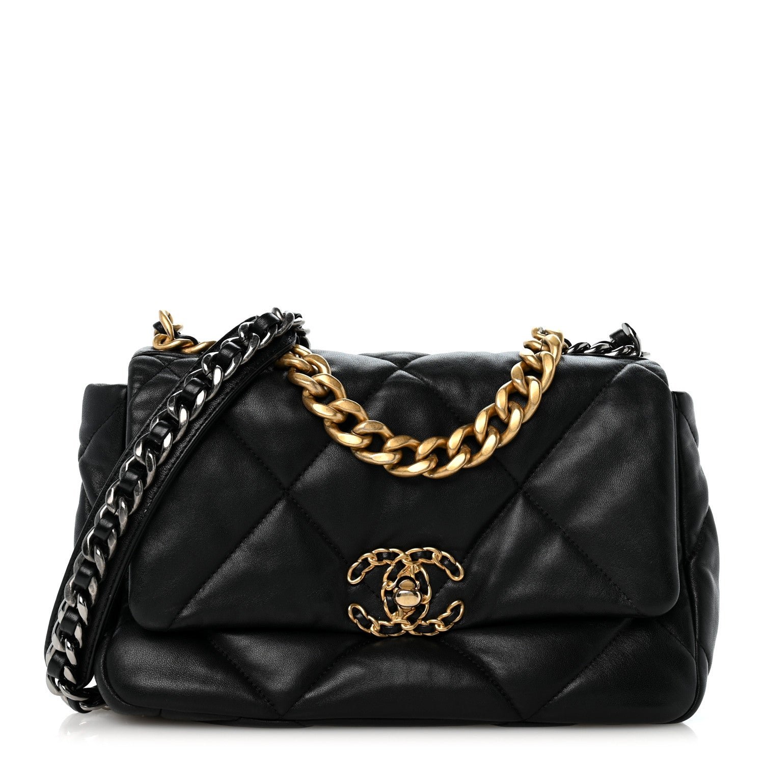 Chanel Lambskin Quilted Medium Chanel 19 Flap Black