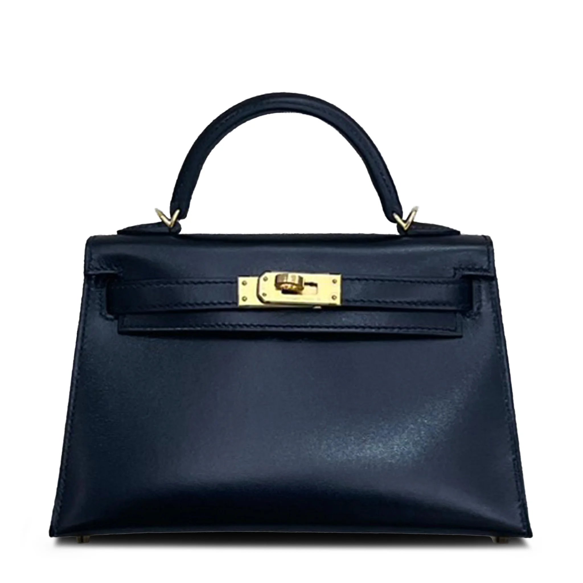 Excellent ( Rank SA ) HERMÈS Mini Kelly II Noir (89) Box-calf Gold hardware B (2023)