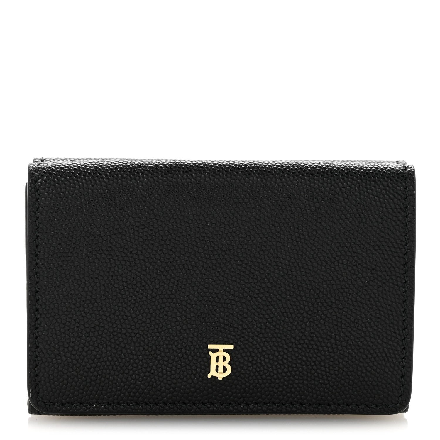 Burberry Grained Calfskin Double Flap Lark Wallet Black