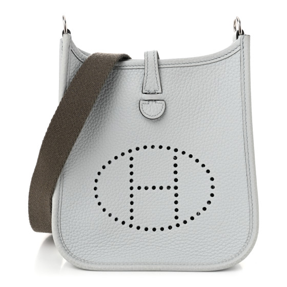 Hermes Taurillon Clemence Amazone Evelyne TPM Bleu Pale Etain