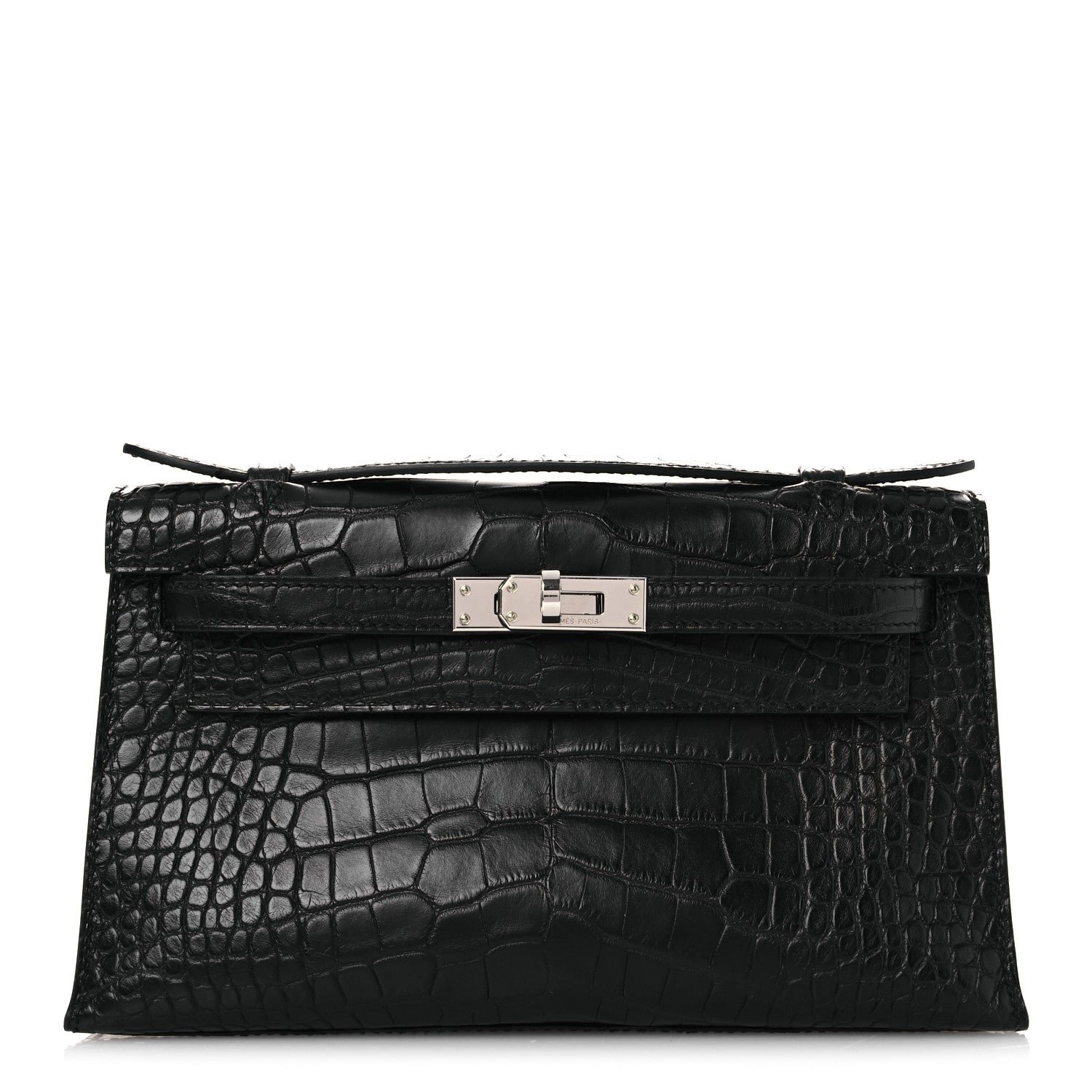 Hermes Matte Alligator Kelly Pochette Black