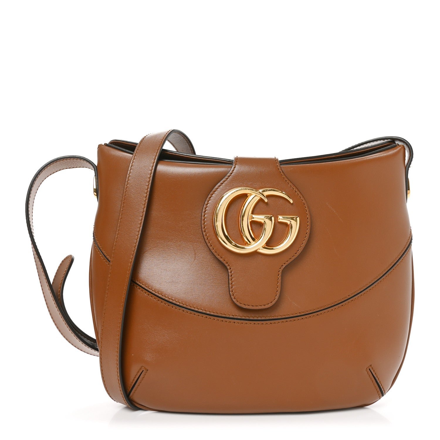 Gucci Boarded Plutone Calfskin Medium Arli Shoulder Bag Nocciola