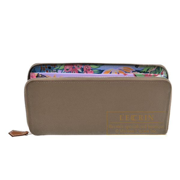 Hermes Hermes Azap Silk In Long Etoupe grey/ Cassis Epsom leather/ Silk Silver hardware