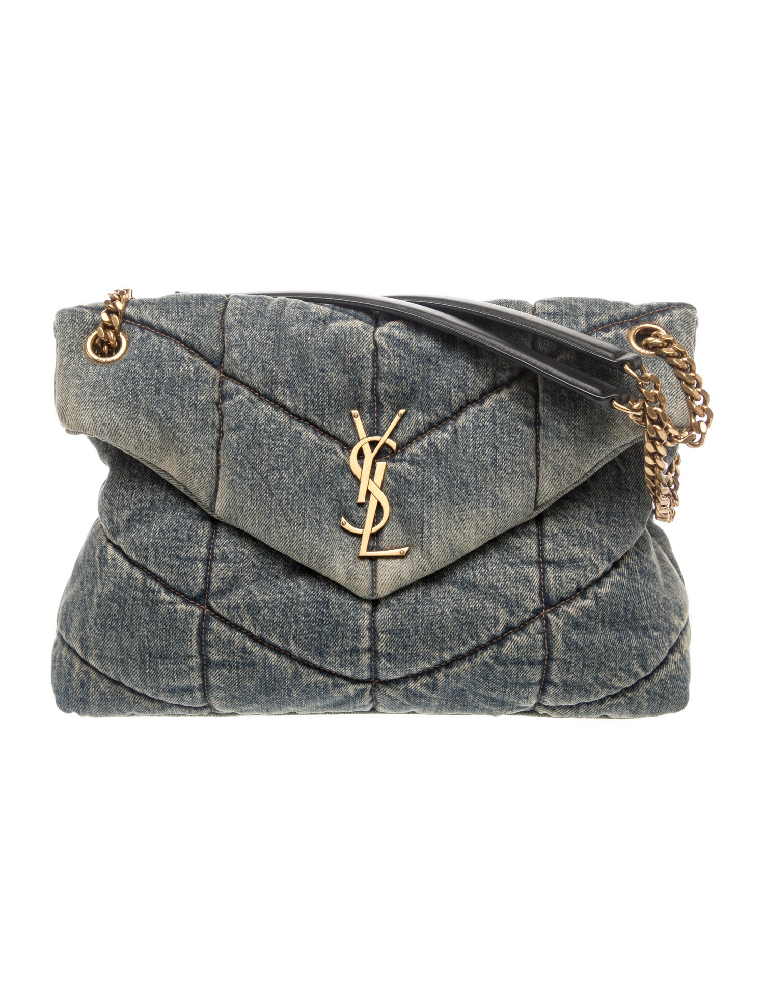 Denim Loulou Puffer Chain Bag Medium