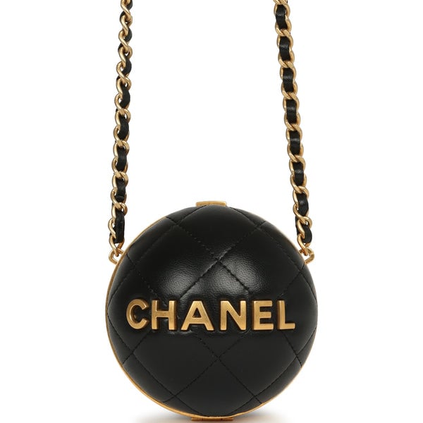 Chanel Chanel Coco Sphere Minaudiere Black Lambskin Brushed Gold Hardware